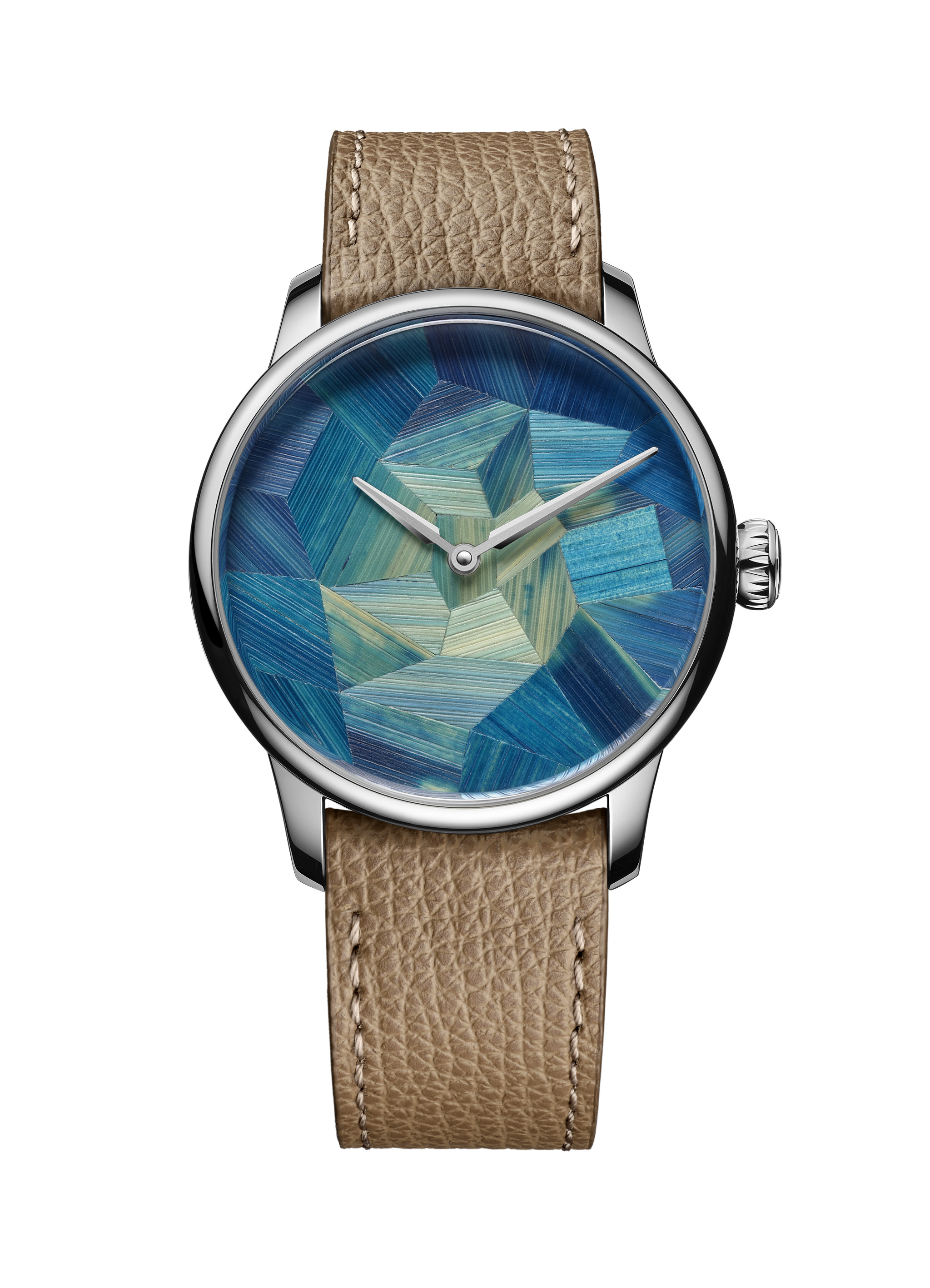 Louis Erard with a straw marquetry dial