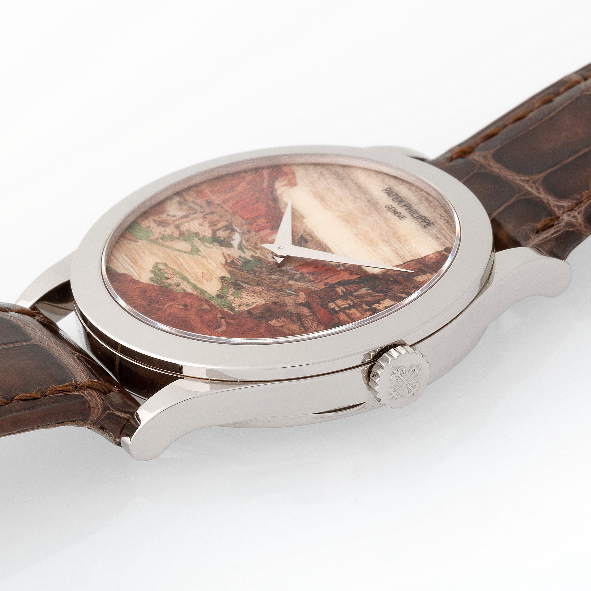 Patek Philippe 5089G-066 with a wood marquetry dial