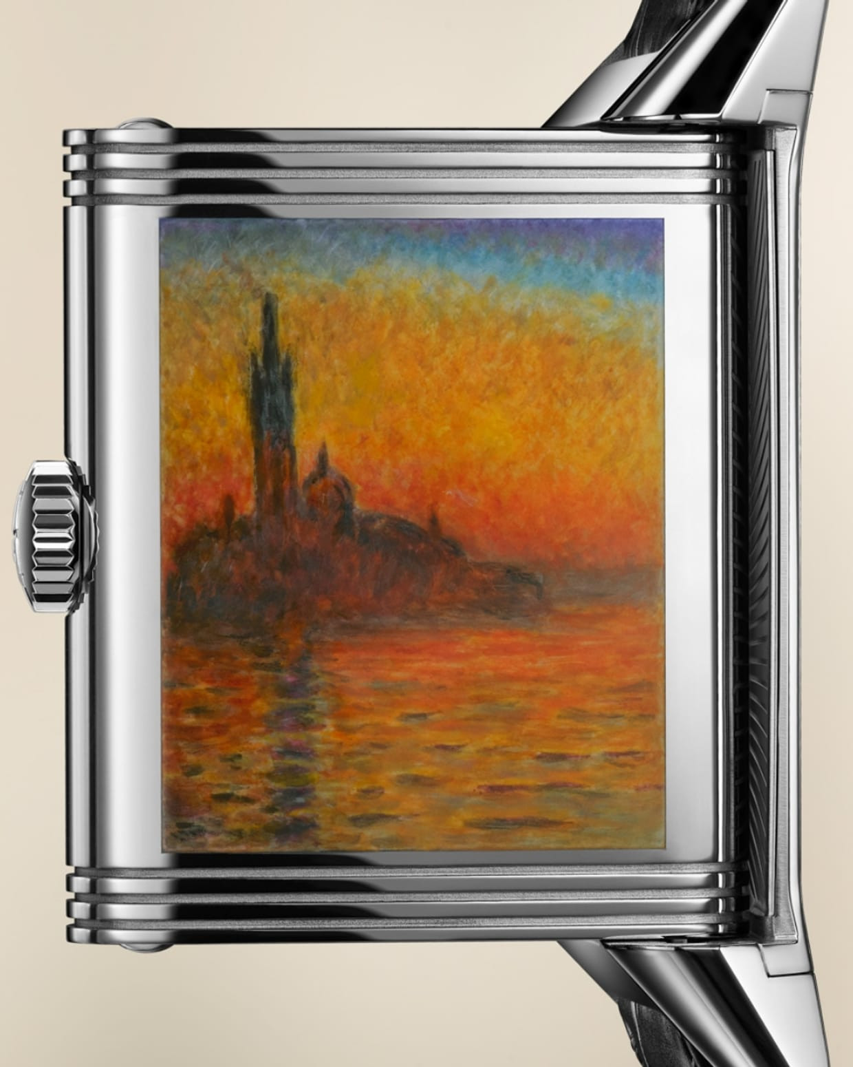 Enamelled case back of the Reverso Tribute Enamel after Claude Monet
